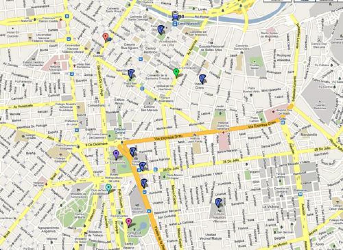 Lima, perú mapa de ruta de autobús