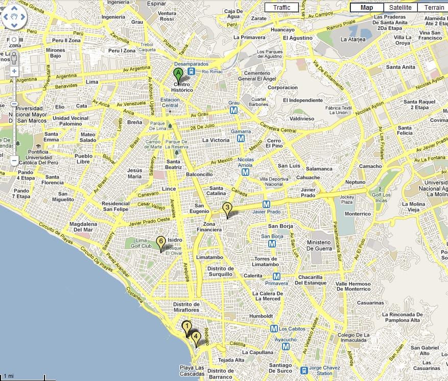 Mapa de distrito de lince, Lima, perú
