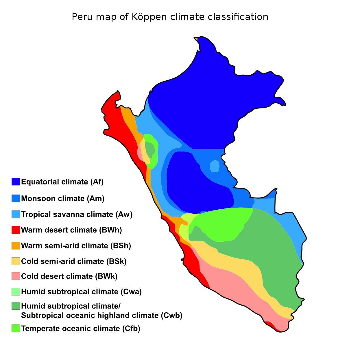 Mapa de perú climático