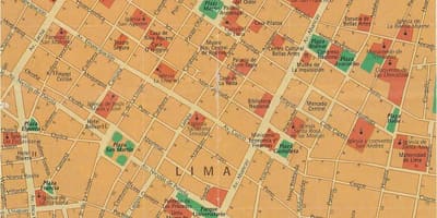Mapa de mapa de Lima, perú y el área circundante